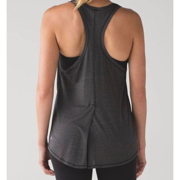 LULULEMON ATHLETICA Tie It Up Singlet In Heathered Black Size 6 - Picture 3 of 7